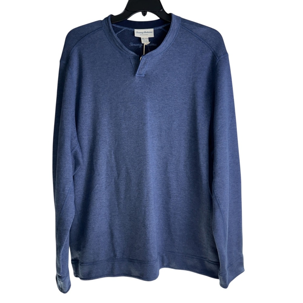 Tommy Bahama Mens 2XL New Flip Coast Abaco Blue Heather Reversible‎ Pullover NWT